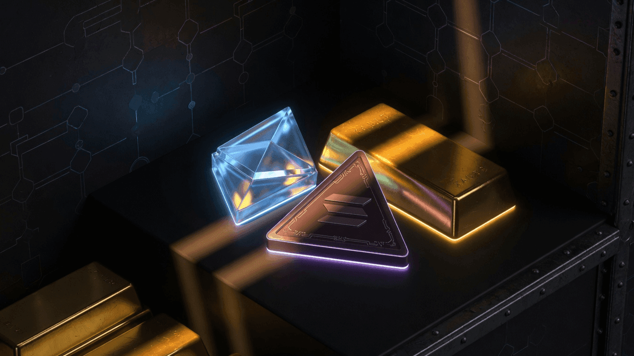 Ethereum, Solana, and XAUT tokens arranged for collateral comparison