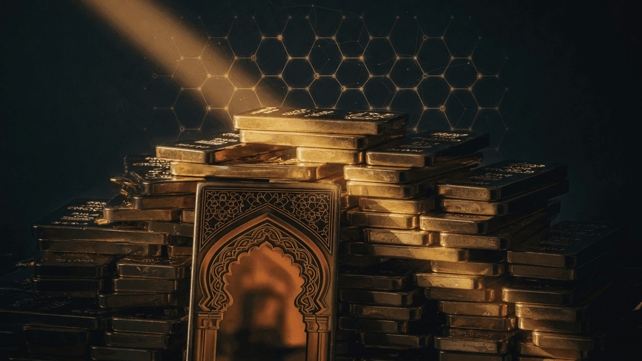 Arabic architectural arch with gold bars in foreground representing GCC gold lending