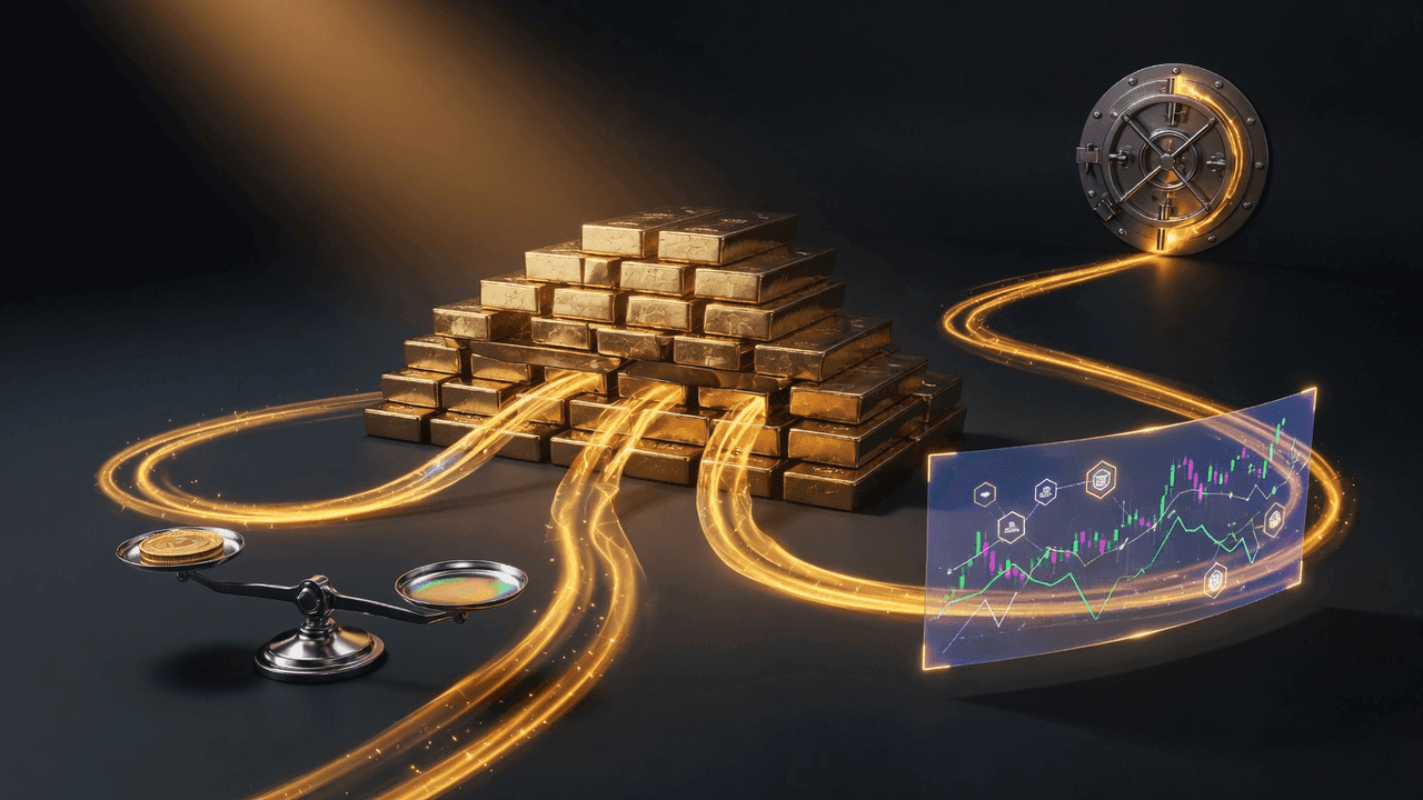 Three gold loan repayment strategy pathways branching from a gold bar