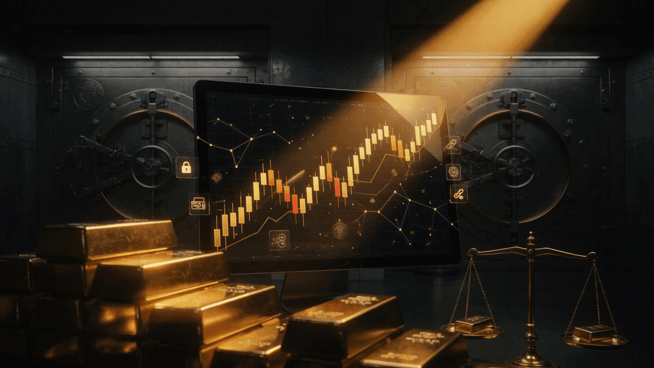 Gold market price chart on dark trading terminal