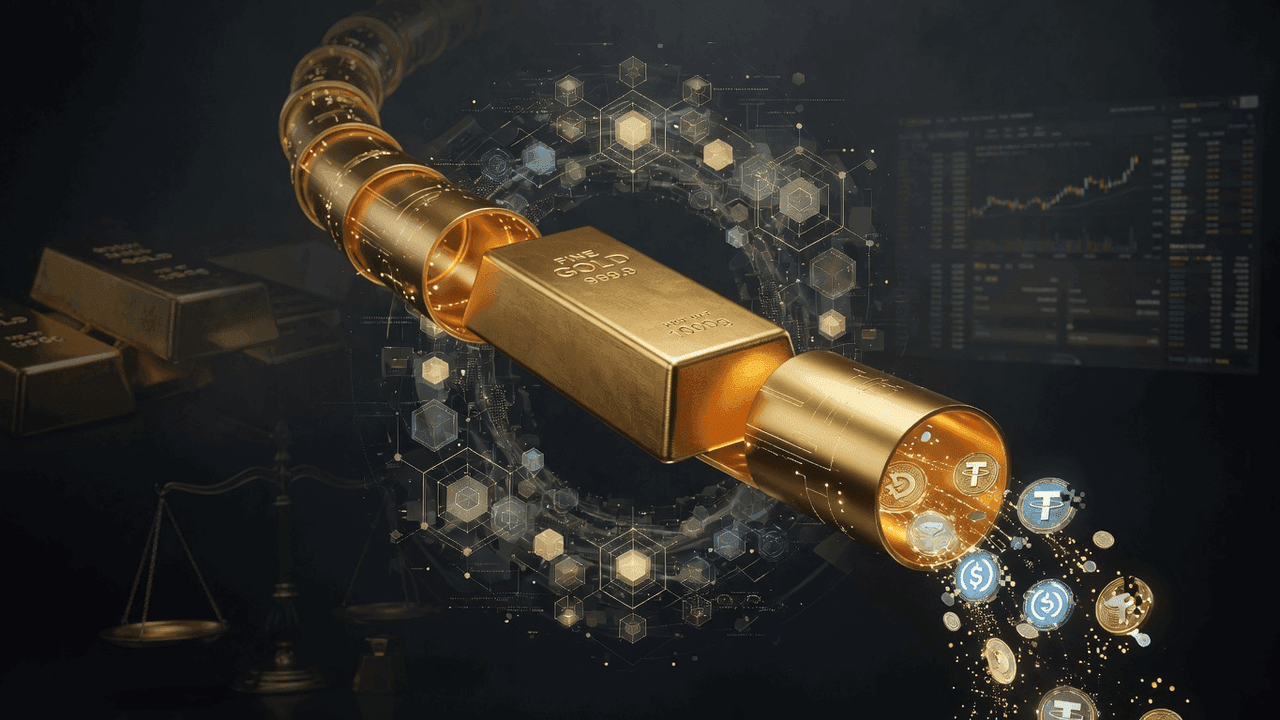 Gold-backed loan flow from deposit to stablecoin payout