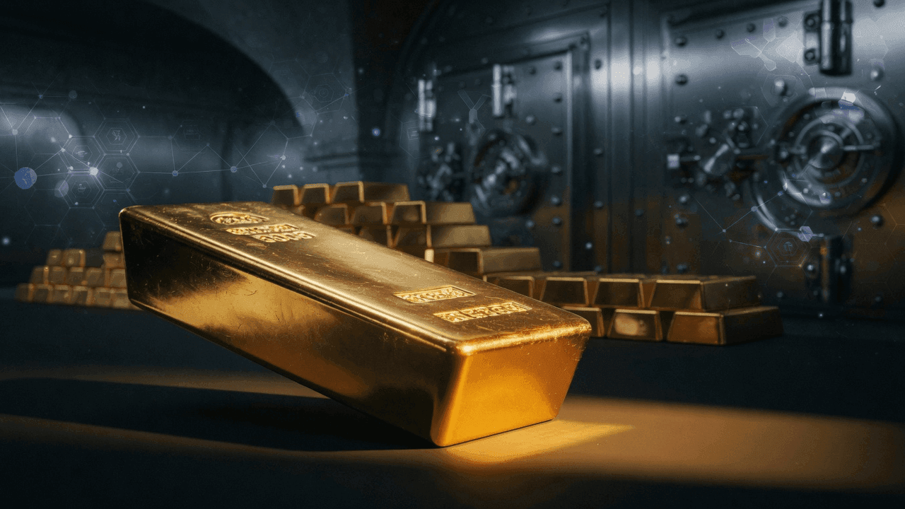 Gold bar in foreground with residential building behind representing real estate bridge loan