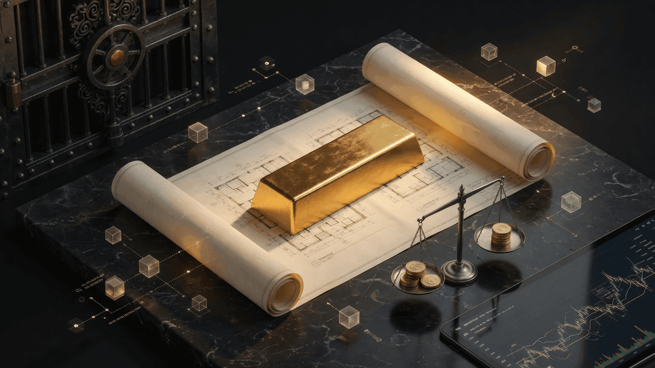 Gold bar resting on architectural blueprint representing real estate bridge financing